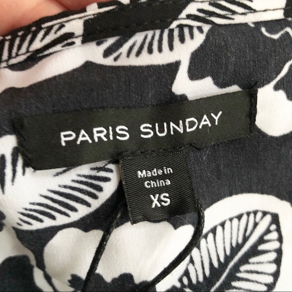 Paris Sunday | Black & White Floral Print Elbow Sleeve Shift Dress *NWT* - Picture 6 of 10